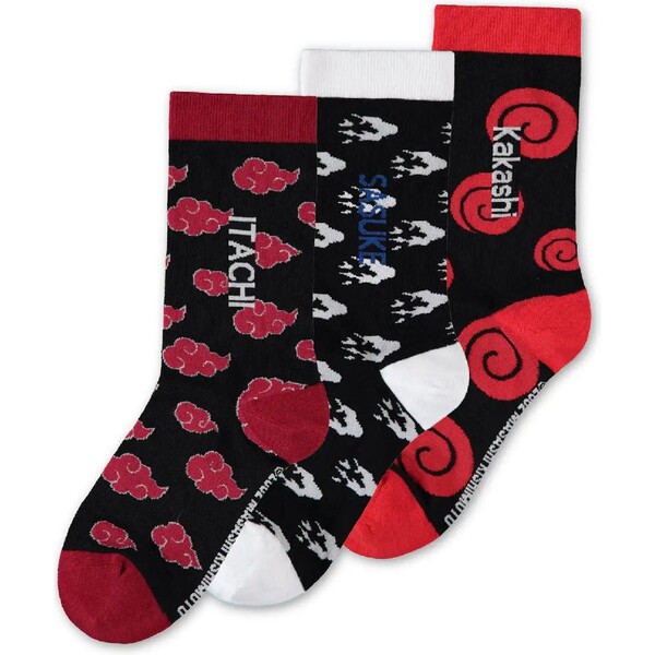 Ponožky Naruto - Sasuke, Kakashi, Itachi 39/42 (3 páry) Vícebarevná