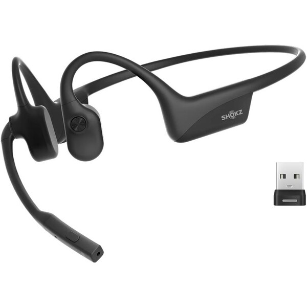 Shokz OpenComm2 UC (2025) Bluetooth sluchátka před uši s adaptérem USB-A černá