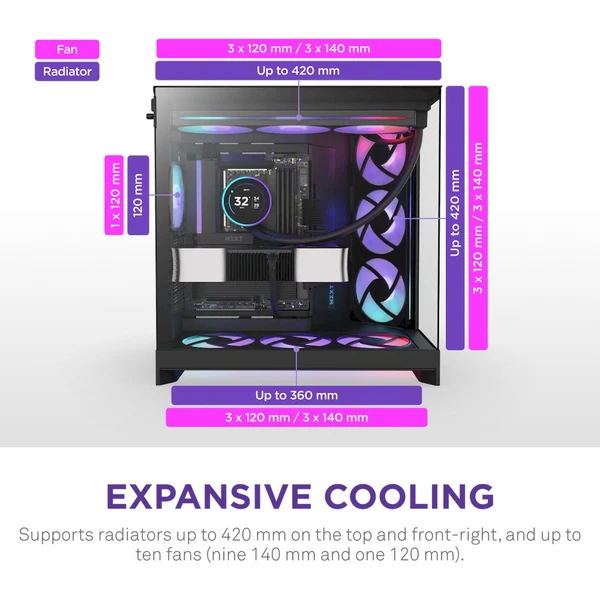 NZXT H9 Flow RGB černá - Počítačové skříně - Obrázek DA7K000K01