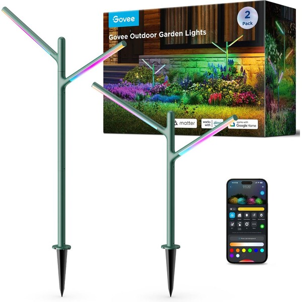Govee RGBWW zahradní světlo, Matter, 2 ks H7086341 Zelená