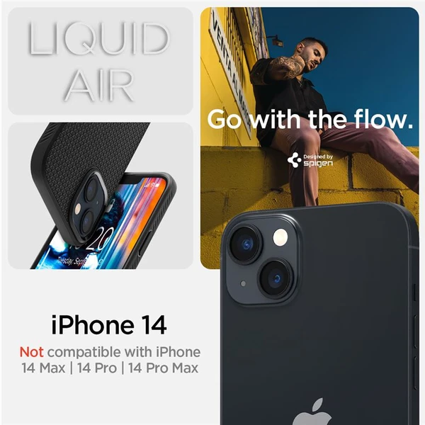Spigen Liquid Air kryt iPhone 14 černý - Pouzdra - Obrázek DC3H300401