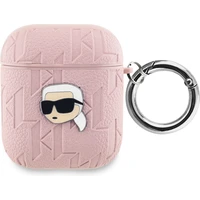Karl Lagerfeld PU Embossed Karl Head pouzdro AirPods 1/2 růžové - Pouzdra