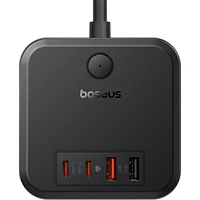 Baseus PowerCombo Cube prodlužovací kabel 3x zásuvka + 2x USB + 2x USB-C 30W 1.5m černý - Nabíječky