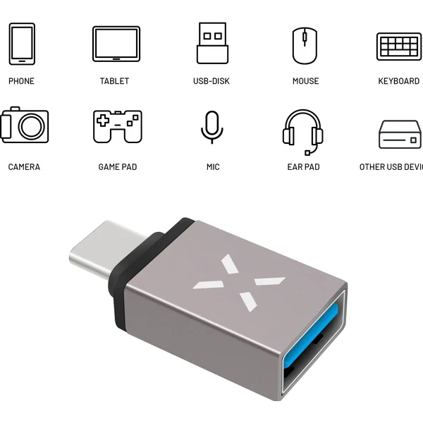 FIXED Link USB-A/USB-C redukce šedá - Kabely a redukce - Obrázek DF25F00101