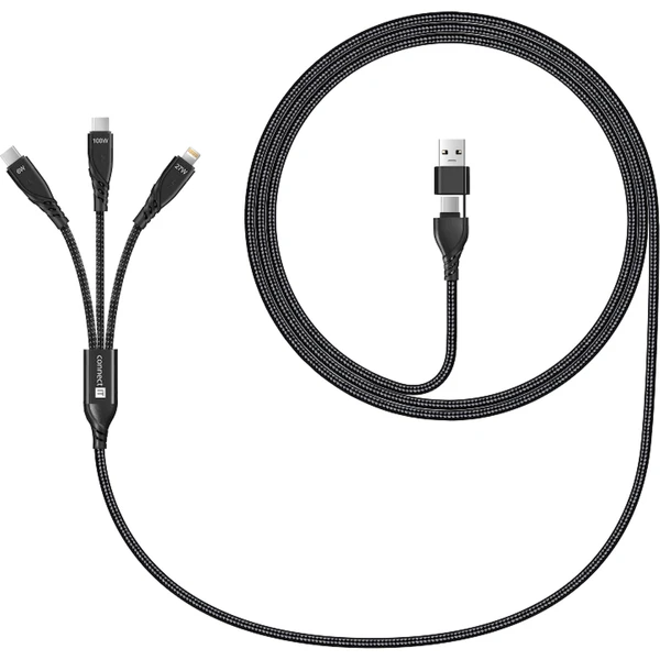 CONNECT IT Wirez 6v1 napájecí kabel 100W 1,25m černý - Kabely a redukce - Obrázek DFTG000K01