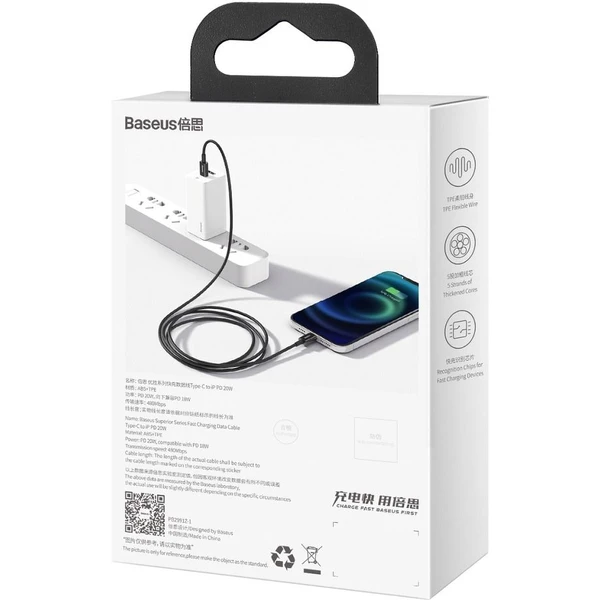Baseus Superior USB-C/Lightning napájecí kabel 20W 2m černý - Kabely a redukce - Obrázek DGF9700301