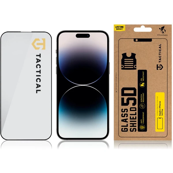 Tactical Glass Shield 5D sklo pro Apple iPhone 14 Pro černé - Ochranné folie a skla - Obrázek DGV5700301