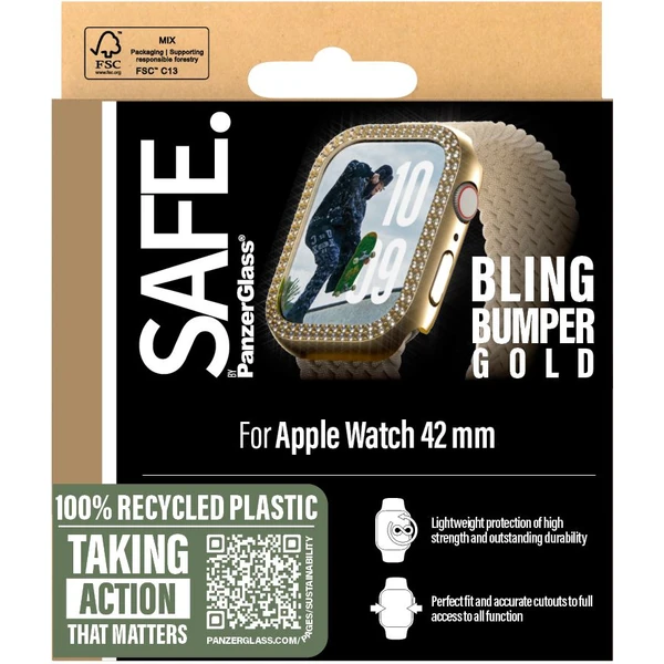 PanzerGlass® SAFE Apple Watch 10/11 (42mm) bumper třpytivě zlatý rámeček - Pouzdra - Obrázek DHWA000L01