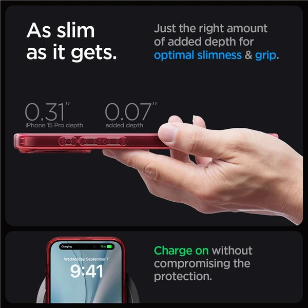 Spigen Ultra Hybrid MagFit kryt iPhone 15 Pro červený - Pouzdra - Obrázek DIHA000601