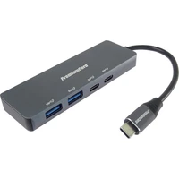 PremiumCord 10G SuperSpeed 4v1 USB-C Hub antracitový - USB huby