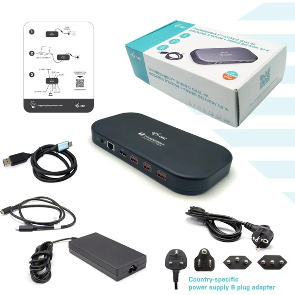 i-tec Thunderbolt 3 Dual 4K Docking Station + Power Delivery - Dokovací stanice - Obrázek DLIXF00101