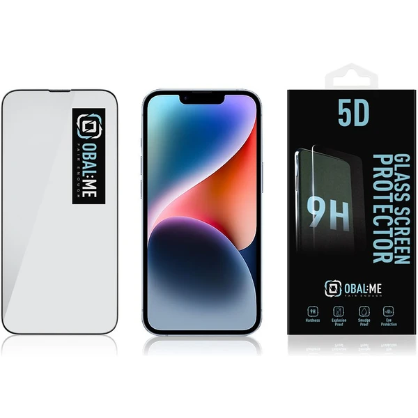 Obal:Me 5D tvrzené sklo Apple iPhone 13/13 Pro/14 černé - Ochranné folie a skla - Obrázek DPK6000701
