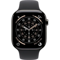 Apple Watch Series 11 Cellular (46mm) Břidlicově šedý titan s černým sportovním řemínkem M/L - Chytré hodinky