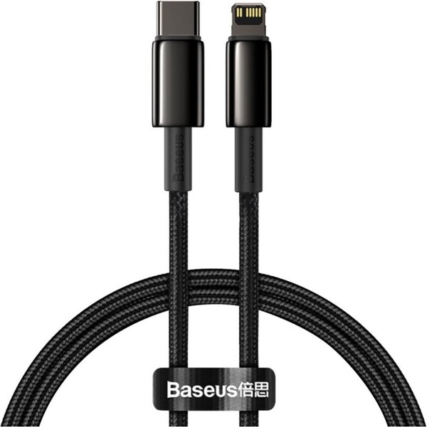 Baseus Tungsten Gold kabel USB-C/Lightning (PD) 20W 1m černý