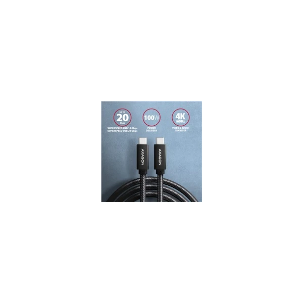 AXAGON USB-C/USB-C napájecí kabel 4K 100W 1m černý - Kabely a redukce - Obrázek DZ50700301