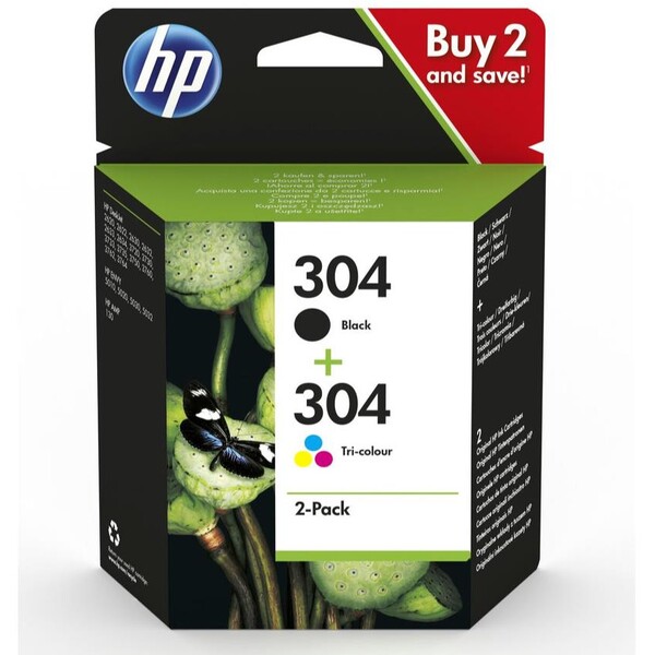 HP 304 originální inkoustová kazeta dvojbalení černé 3JB05AE Černá