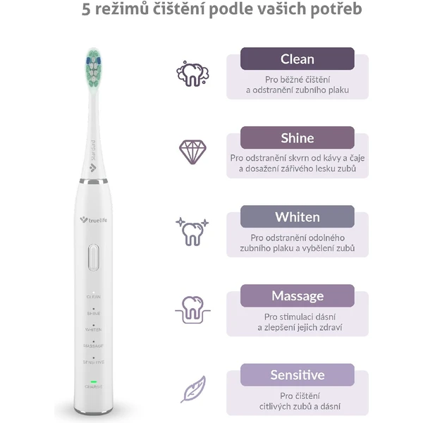 TrueLife SonicBrush Clean30 sonický zubní kartáček bílý - Zubní kartáčky - Obrázek E0H0000P01