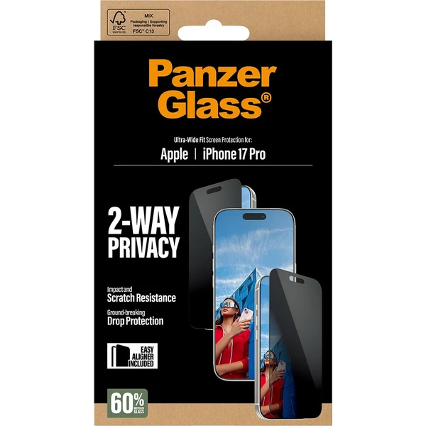 PanzerGlass® Privacy sklo Apple iPhone 17 Pro s instalačním rámečkem - Ochranné folie a skla - Obrázek E0KH000K01