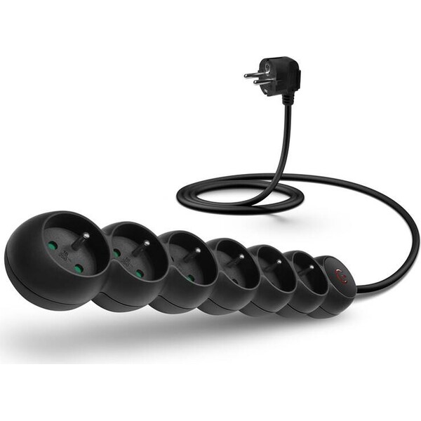 CONNECT IT prodlužovací kabel 230 V, 6 zásuvek, 5 m, s vypínačem (černý) CES-1015-BK Černá