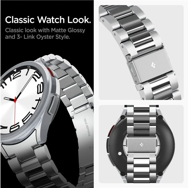 Spigen Modern Fit 316L Band řemínek Samsung Galaxy Watch6 Classic 47mm stříbrný - Řemínky - Obrázek E1W3000N01