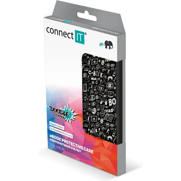 CONNECT IT Doodle pouzdro pro PocketBook 616/627/628/632 čern - Pouzdra - Obrázek E2N0000J01
