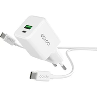 Epico UltraBoost EA10 20W GaN síťový adaptér s 1,2 m USB-C na USB-C kabelem bílý - Nabíječky
