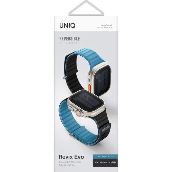 UNIQ Revix Evo oboustranný řemínek Apple Watch 49/46/45/44/42mm (modrý/černý) - Řemínky - Obrázek E3O5000O01