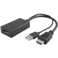 PremiumCord HDMI/DisplayPort redukce s napájecím USB-A konektorem černá - Kabely a redukce