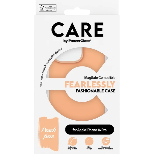 PanzerGlass® CARE kryt Apple iPhone 16 Pro MagSafe Fearlessly broskvový - Pouzdra - Obrázek E408000P01
