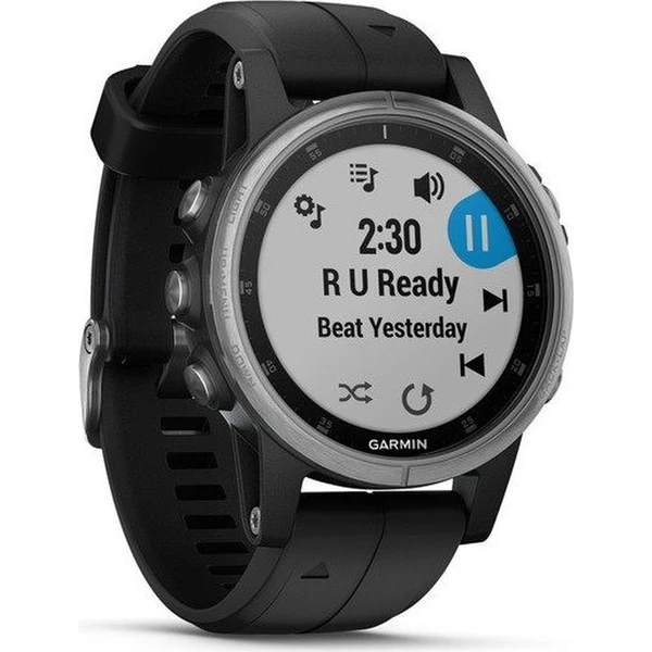 Garmin Fenix 5S Plus stříbrné/černý pásek - Chytré hodinky - Obrázek E42T000101