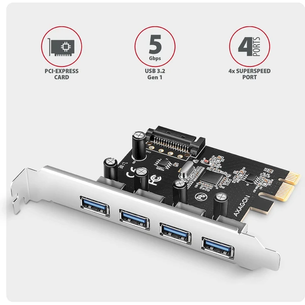 AXAGON PCEU-430RS Pcle řadič 4x USB 3.2 Gen 1 - Řadiče - Obrázek E44D000L01