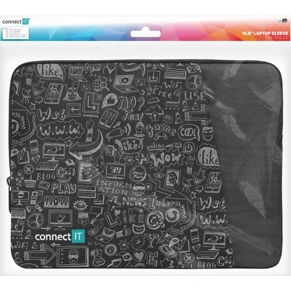 CONNECT IT Doodle pouzdro pro notebook 15.6" černé - Pouzdra - Obrázek E4N0000J01