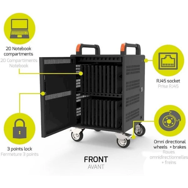 Port Connect 20 notebooků + rack U19" nabíjecí úložiště černý - Nabíječky - Obrázek E5T9000K01
