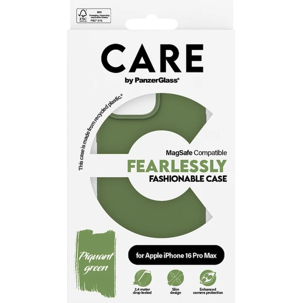 PanzerGlass® CARE kryt Apple iPhone 16 Pro Max MagSafe Fearlessly zelený - Pouzdra - Obrázek E608000P01