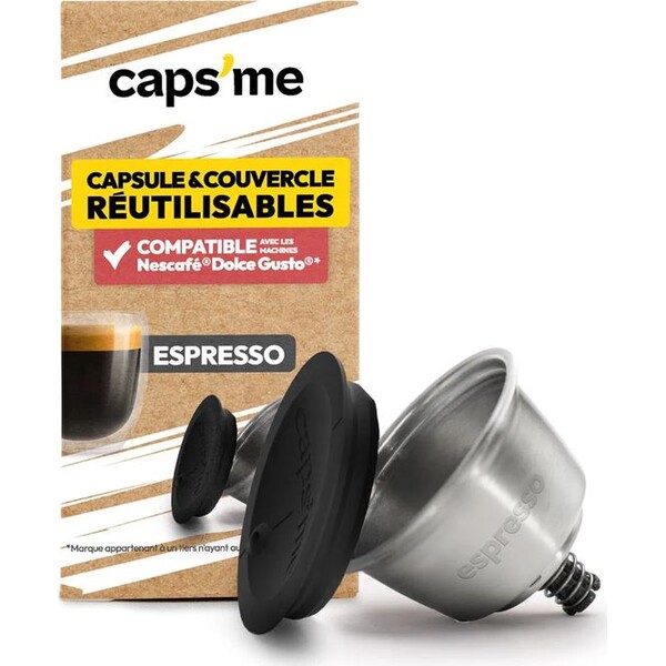 CAPSME Dolce Gusto® (Lungo) znovupoužitelná kapsle a 1x silikonové víčko