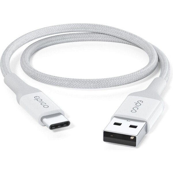 Epico Opletený PD kabel 0,3m USB-C na USB-A - bílý