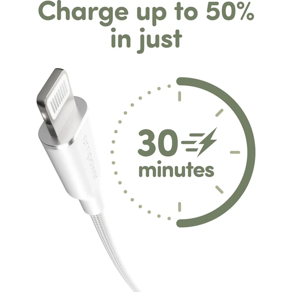 PanzerGlass USB-C/Lightning napájecí kabel 60W 1,2m bílý - Kabely a redukce - Obrázek E73J000K01
