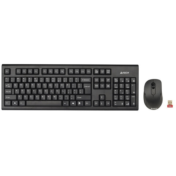 A4Tech 7100N sada klávesnice bezdrátová CZ, černá s bezdrátovou optickou myší, AAA, klasická, 2.4 [Ghz]