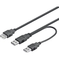 PremiumCord USB-A/USB-A napájecí prodlužovací kabel 0,3m černý - Kabely a redukce