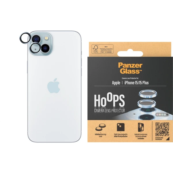 PanzerGlass HoOps ochranné kroužky Apple iPhone 15/15 Plus - modrý hliník - Ochranné folie a skla - Obrázek EBD1000O01