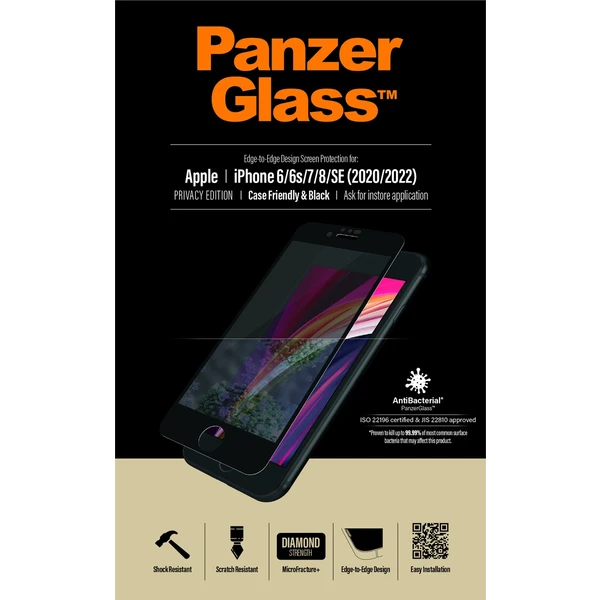 PanzerGlass Edge-to-Edge Privacy Apple iPhone 6/6s/7/8/SE (20/22) černé - Ochranné folie a skla - Obrázek ECQ6000601
