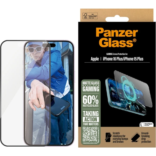 PanzerGlass® Gaming sklo pro hráče Apple iPhone 16 Plus/15 Plus - Ochranné folie a skla - Obrázek ED08000P01