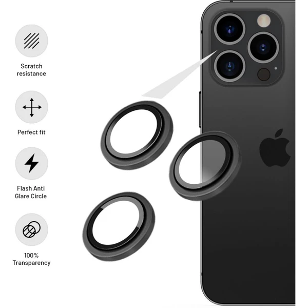 FIXED Camera Glass ochranná skla Apple iPhone 15 Pro/15 Pro Max vesmírně šedá - Ochranné folie a skla - Obrázek EE1S100501