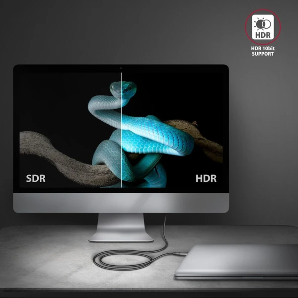AXAGON USB-C/HDMI 2.0 kabel 4K 1,8m černý - Kabely a redukce - Obrázek EEX3000L01