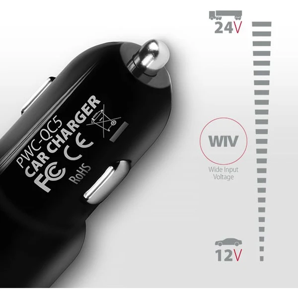 AXAGON PWCQC5 QUICK a SMART nabíječka do auta 2x port QC3.0/AFC/FCP + 5V2.6A 31.5W - Nabíječky - Obrázek EF7HF00101