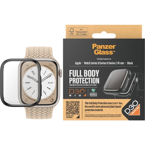 PanzerGlass Apple Watch 9/8/7 (45mm) ochranný kryt s D3O - černý rámeček - Pouzdra - Obrázek EGC1000O01