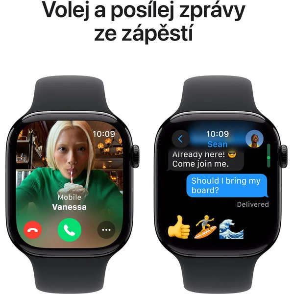 Apple Watch Series 10 46mm Klavírně černý hliník s černým sportovním řemínkem M/L - Chytré hodinky - Obrázek EIQ7000K01