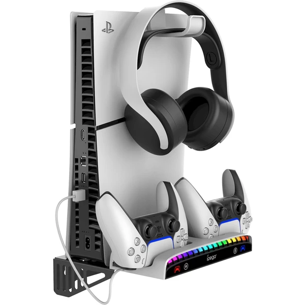 iPega P5S011 Stojan na Stěnu pro PS5/PS5 Slim/PS5 Pro s nabíječkou pro DualSense  - Nabíječky - Obrázek EJU0000K01