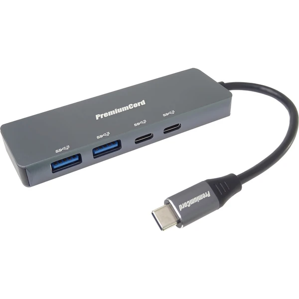 PremiumCord 10G SuperSpeed 4v1 USB-C Hub antracitový - USB huby - Obrázek EL4L000K01