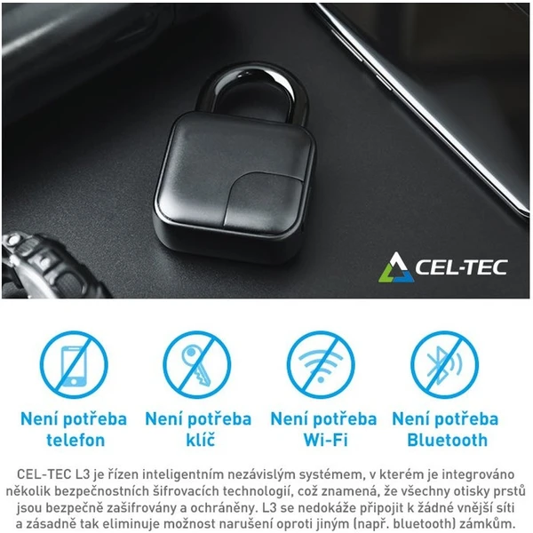 CEL-TEC L3 visací zámek se čtečkou otisku - Vychytávky - Obrázek ELFW600301